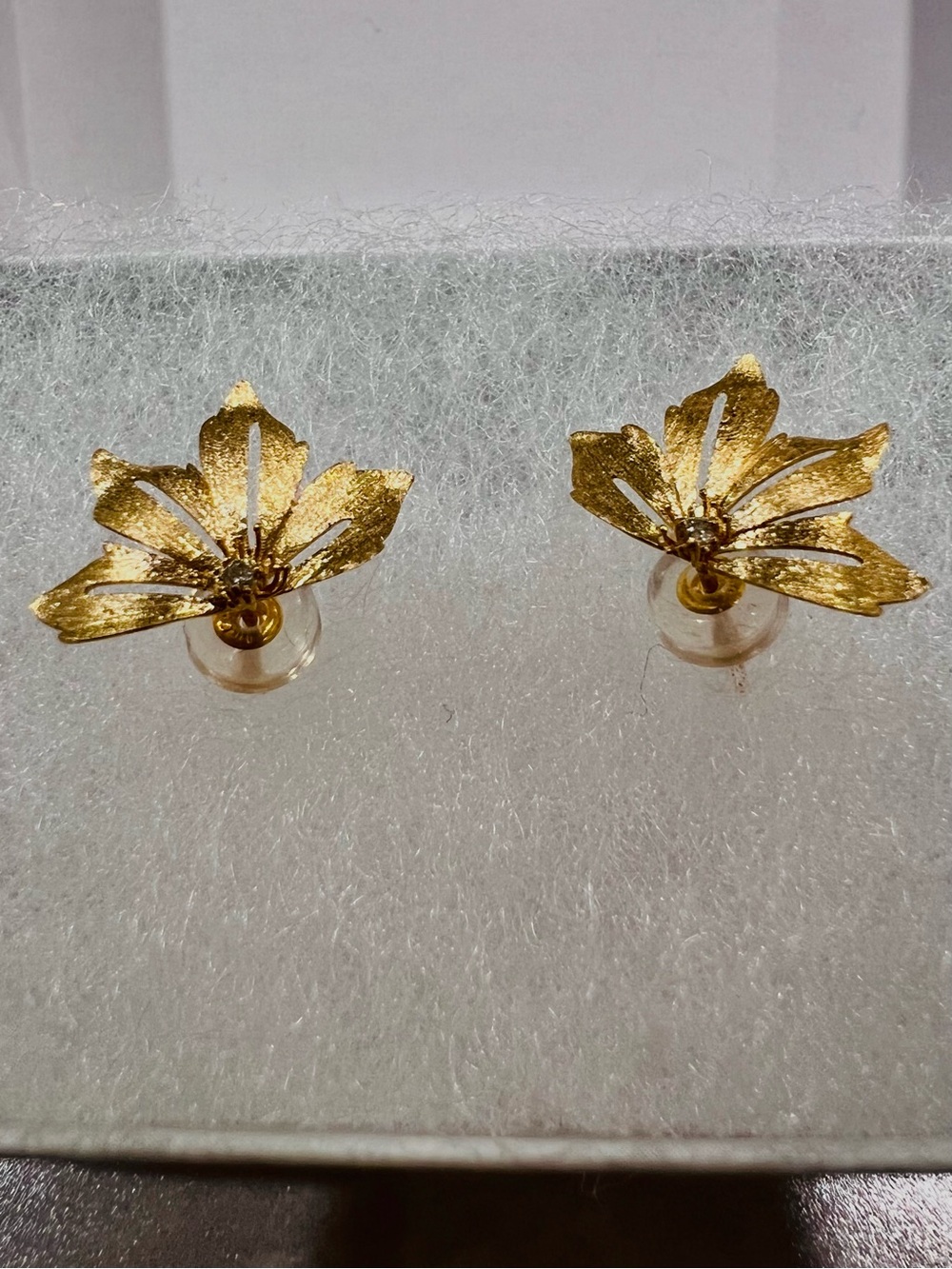 18K Japan Gold Leaf Stud Earrings - Women Jewelry